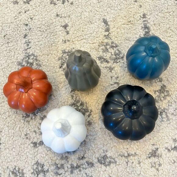 NEW Set of 5 Ceramic Multicolor Pumpkin & Gourds Fall Decor - Picture 3 of 4